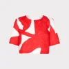 Matching Sets-MILLY Grand Foliage Top Red/White