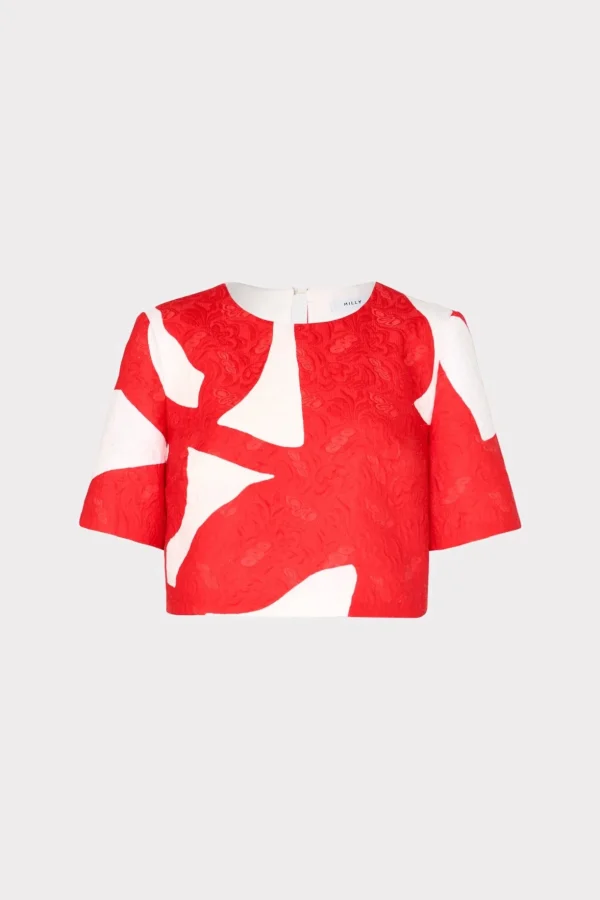 grand_foliage_top_0.webp Jumpsuits & Rompers-MILLY Grand Foliage Top Red/White