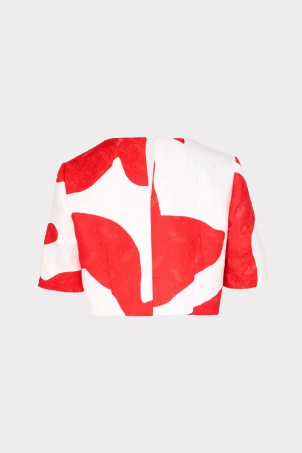 Matching Sets-MILLY Grand Foliage Top Red/White