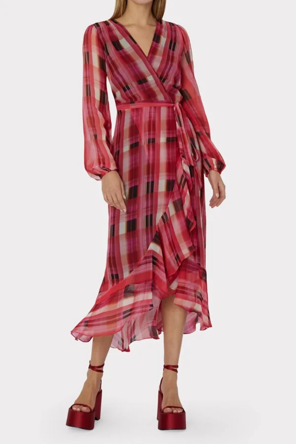 Day Dresses-MILLY Halley Prep Plaid Dress Red Multi