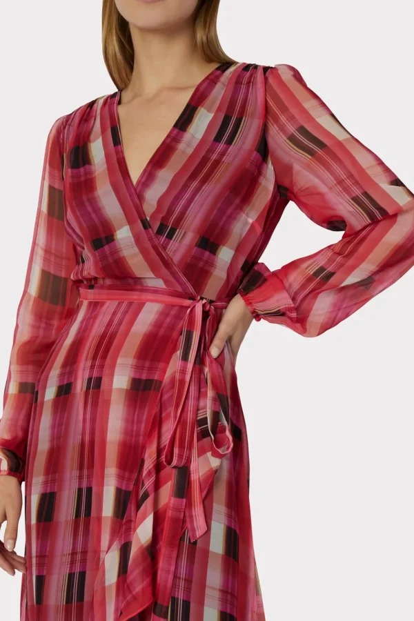 Day Dresses-MILLY Halley Prep Plaid Dress Red Multi