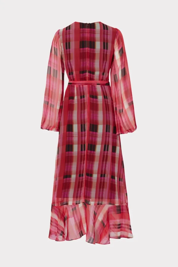 Day Dresses-MILLY Halley Prep Plaid Dress Red Multi