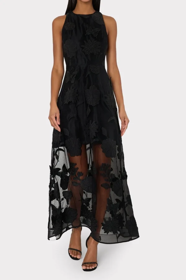 Guest Of Dresses-MILLY Hannah 3D Butterfly Embroidery Dress Black