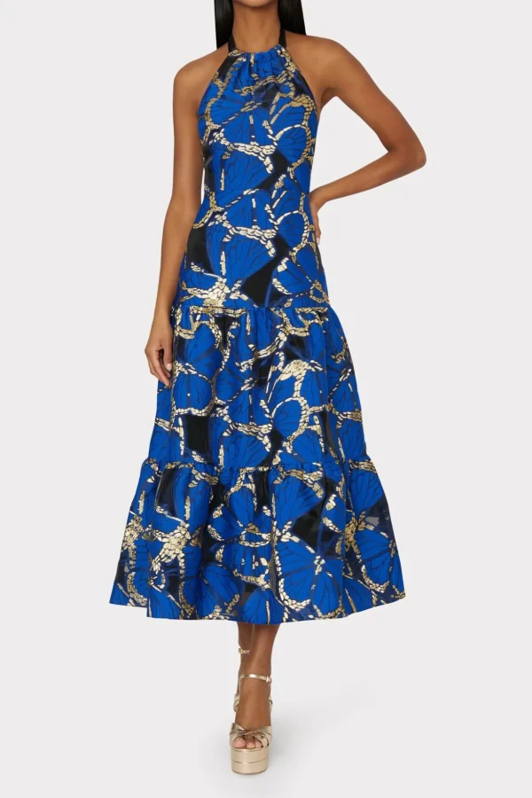 hayden_butterfly_jacquard_1.webp Jumpsuits & Rompers-MILLY Hayden Butterfly Jacquard Dress Blue Multi