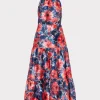 Guest Of Dresses-MILLY Hayden Watercolor Poppy Jacquard Dress Red Multi