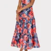 Jumpsuits & Rompers-MILLY Hayden Watercolor Poppy Jacquard Dress Red Multi