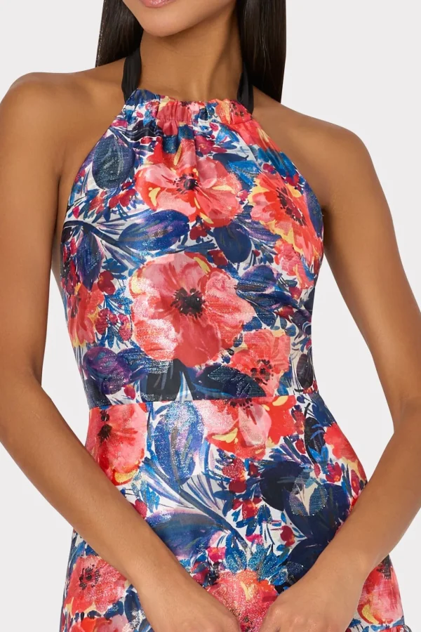 Jumpsuits & Rompers-MILLY Hayden Watercolor Poppy Jacquard Dress Red Multi