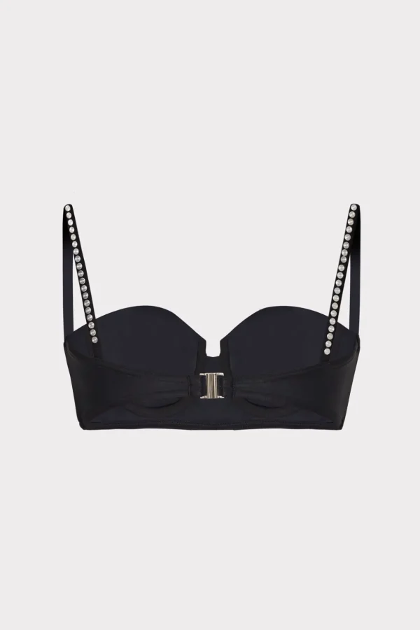 Jumpsuits & Rompers-MILLY Heat Set Embellishment Bikini Top Black