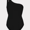 One Piece Swimsuits-MILLY Joni One Shoulder One Piece Black