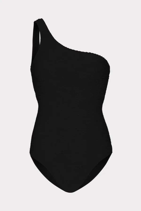 One Piece Swimsuits-MILLY Joni One Shoulder One Piece Black
