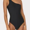 One Piece Swimsuits-MILLY Joni One Shoulder One Piece Black