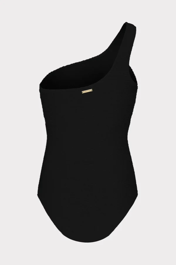 One Piece Swimsuits-MILLY Joni One Shoulder One Piece Black