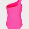 One Piece Swimsuits-MILLY Joni One Shoulder One Piece Neon Pink
