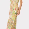 Cocktail Dresses-MILLY Kait Botanical Petals Sequins Dress Green Multi