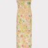 Cocktail Dresses-MILLY Kait Botanical Petals Sequins Dress Green Multi
