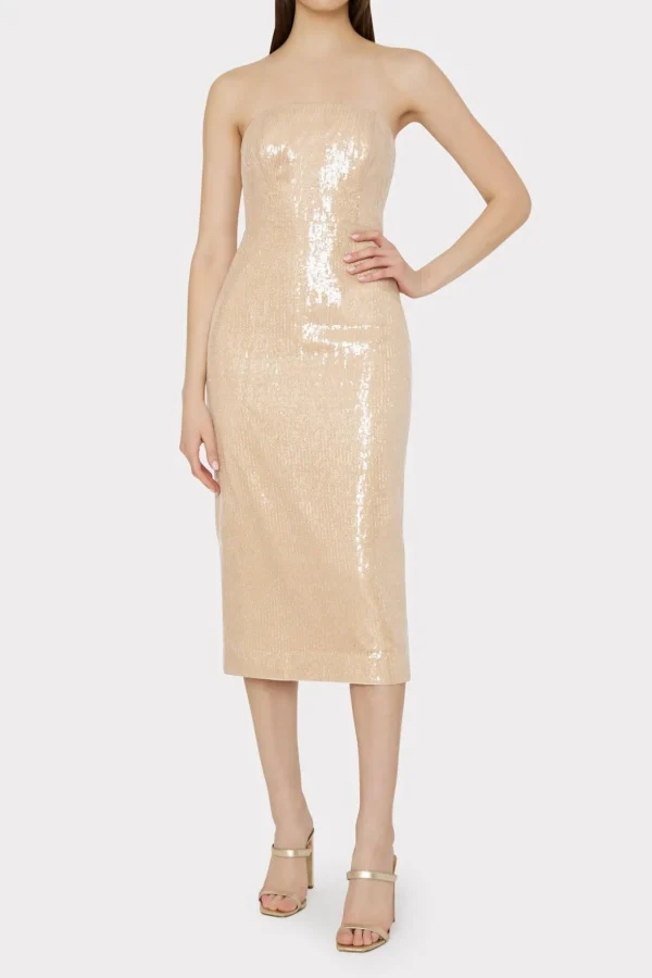 Jumpsuits & Rompers-MILLY Kait Sequin Dress Gold