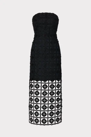 kait_tile_lace_dress_0-4.webp Guest Of Dresses-MILLY Kait Tile Lace Dress Black