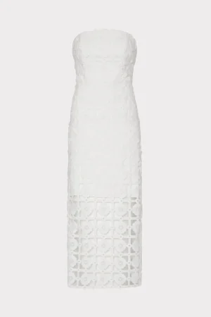 White Dresses-MILLY Kait Tile Lace Dress White