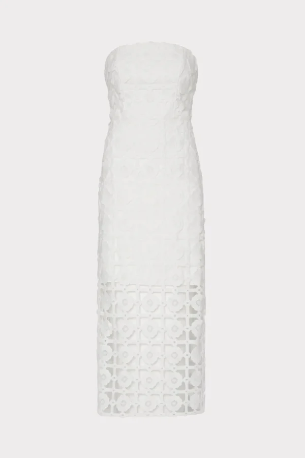 Cocktail Dresses-MILLY Kait Tile Lace Dress White