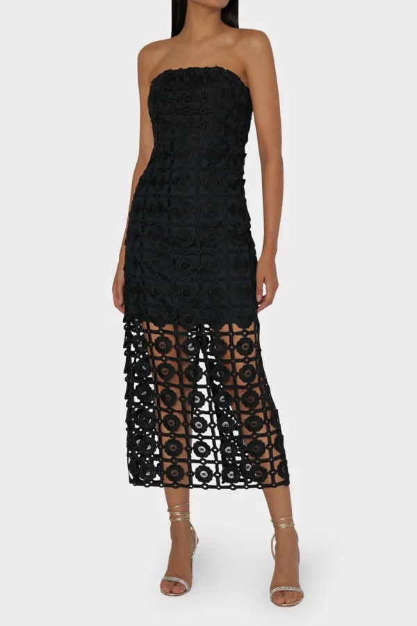 Guest Of Dresses-MILLY Kait Tile Lace Dress Black