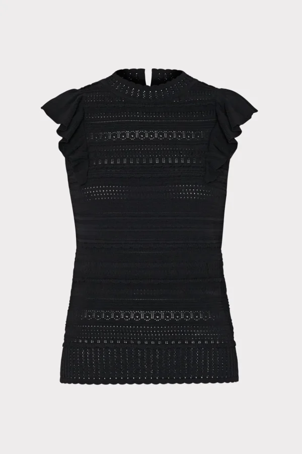 knit_pointelle_flutter_sl_0-2.webp Sweaters & Knits-MILLY Knit Pointelle Flutter Sleeve Top Black