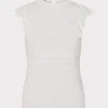 Tops-MILLY Knit Pointelle Flutter Sleeve Top Ecru