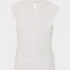 Jumpsuits & Rompers-MILLY Knit Pointelle Flutter Sleeve Top Ecru