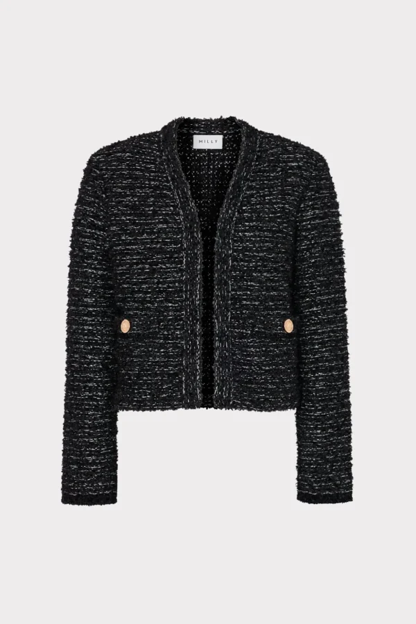 knit_textured_boucle_card_0-1.webp Coats & Jackets-MILLY Knit Textured Boucle Cardigan Jacket Black Multi