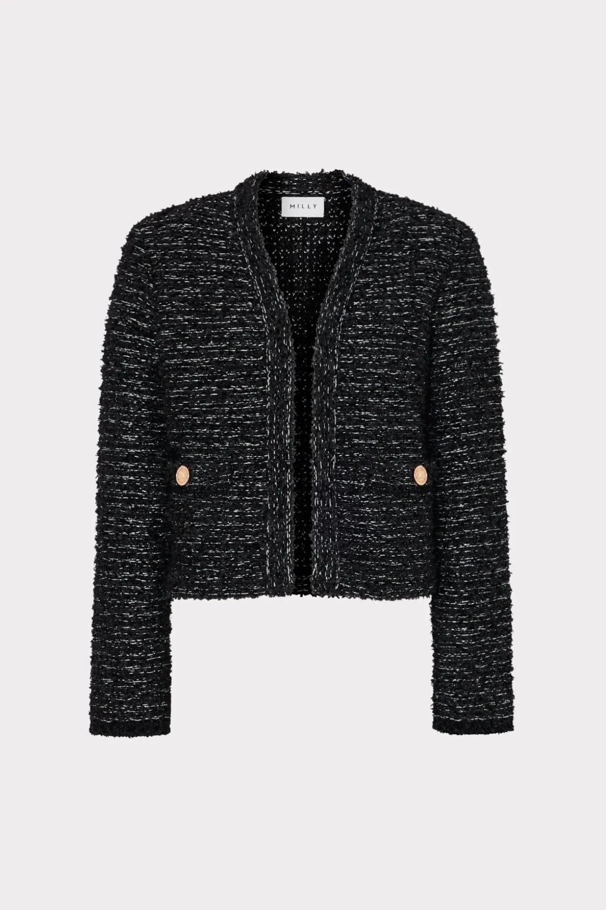 knit_textured_boucle_card_0-1.webp Coats & Jackets-MILLY Knit Textured Boucle Cardigan Jacket Black Multi