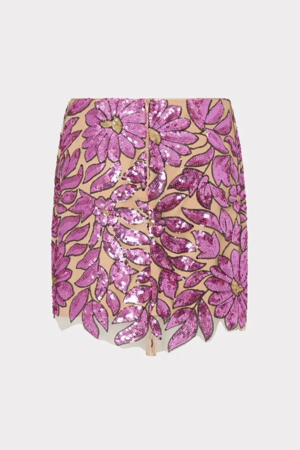 Skirts-MILLY Kristina Floral Garden Sequins Skirt Pink Multi