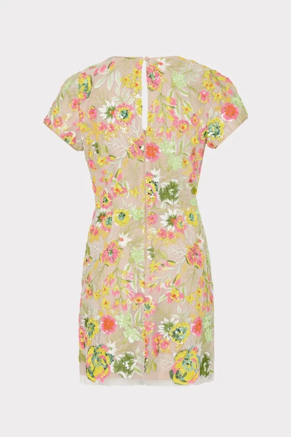 kyla_botanical_petals_seq_3-3.webp Mini Dresses-MILLY Kyla Botanical Petals Sequins Dress Green Multi