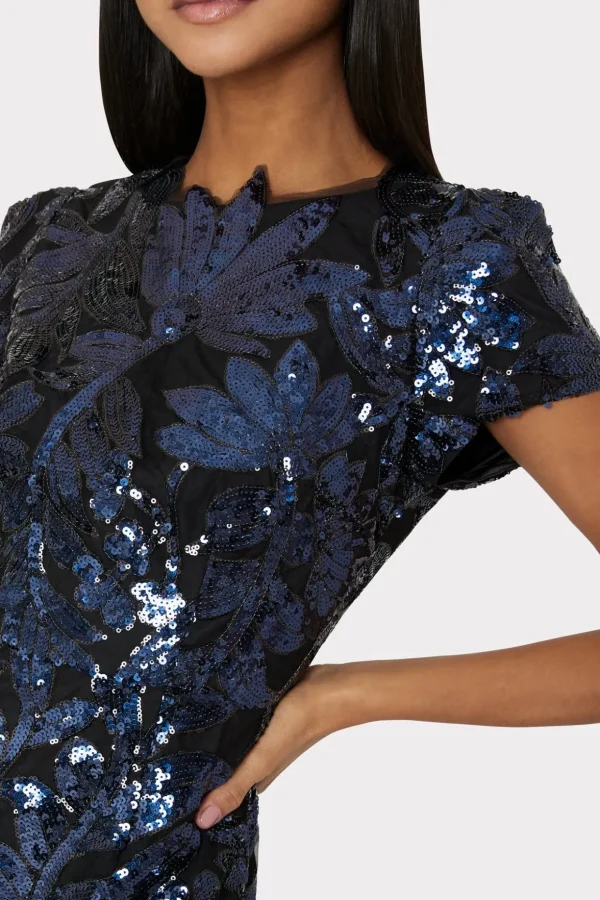 Jumpsuits & Rompers-MILLY Kyla Floral Sequins Dress Navy