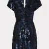 Jumpsuits & Rompers-MILLY Kyla Floral Sequins Dress Navy