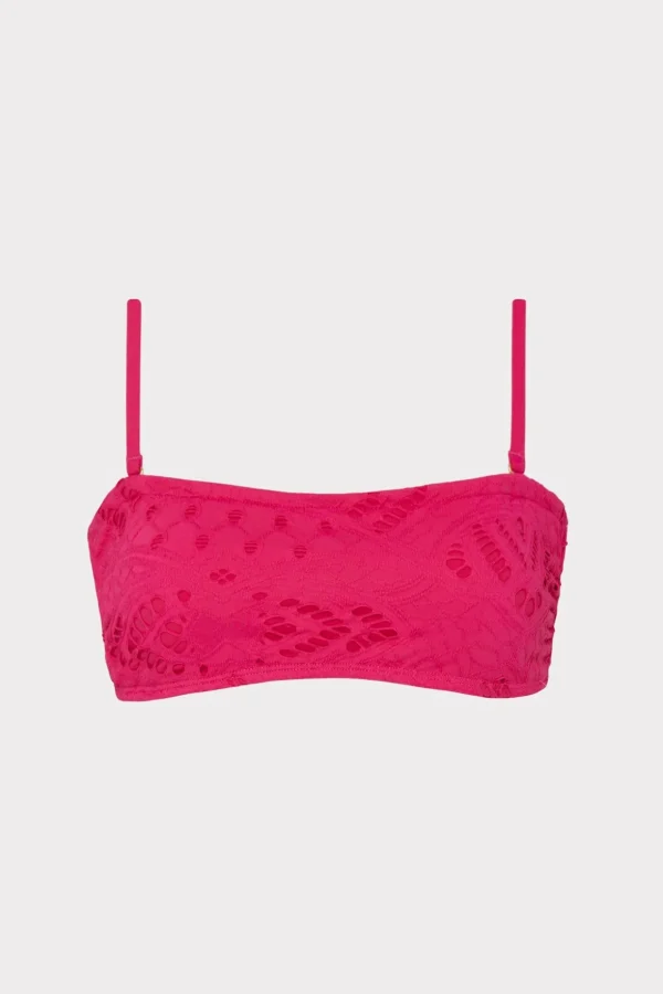 lace_eyelet_bandeau_bikin_1-1.webp Jumpsuits & Rompers-MILLY Lace Eyelet Bandeau Bikini Top Pink