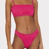 Bikinis-MILLY Lace Eyelet Bandeau Bikini Top Pink