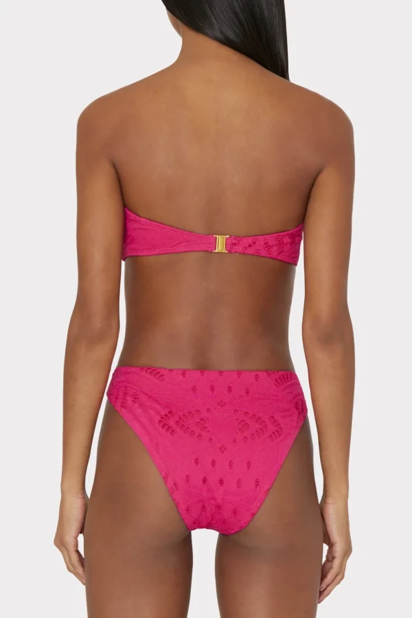 Bikinis-MILLY Lace Eyelet Bandeau Bikini Top Pink