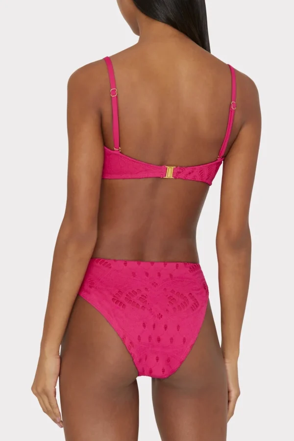 Bikinis-MILLY Lace Eyelet Bandeau Bikini Top Pink