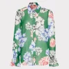 Jumpsuits & Rompers-MILLY Lacey Petals In Bloom Blouse Green Multi