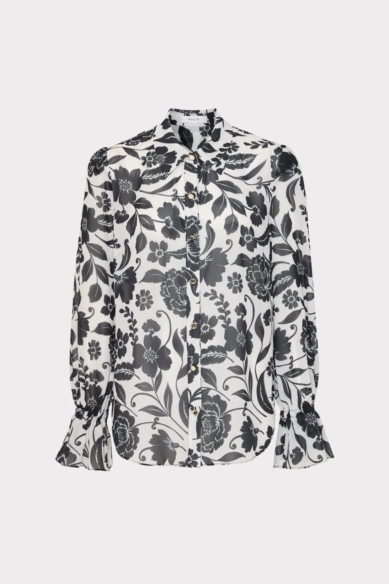 lacey_petals_in_bloom_blo_0.webp Jumpsuits & Rompers-MILLY Lacey Petals In Bloom Blouse Black Multi