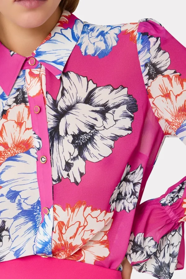 Jumpsuits & Rompers-MILLY Lacey Petals In Bloom Blouse Pink Multi