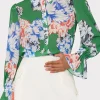 Tops-MILLY Lacey Petals In Bloom Blouse Green Multi
