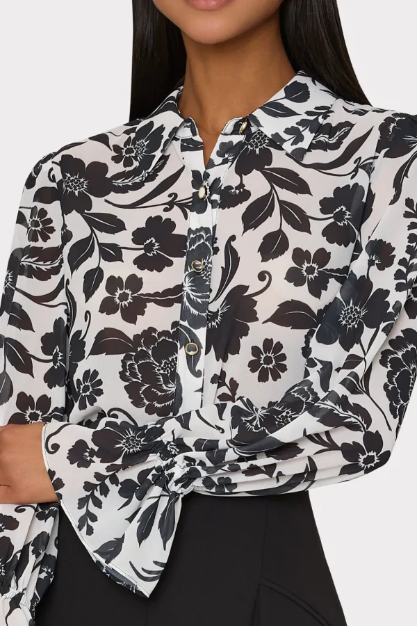 lacey_petals_in_bloom_blo_2.webp Jumpsuits & Rompers-MILLY Lacey Petals In Bloom Blouse Black Multi