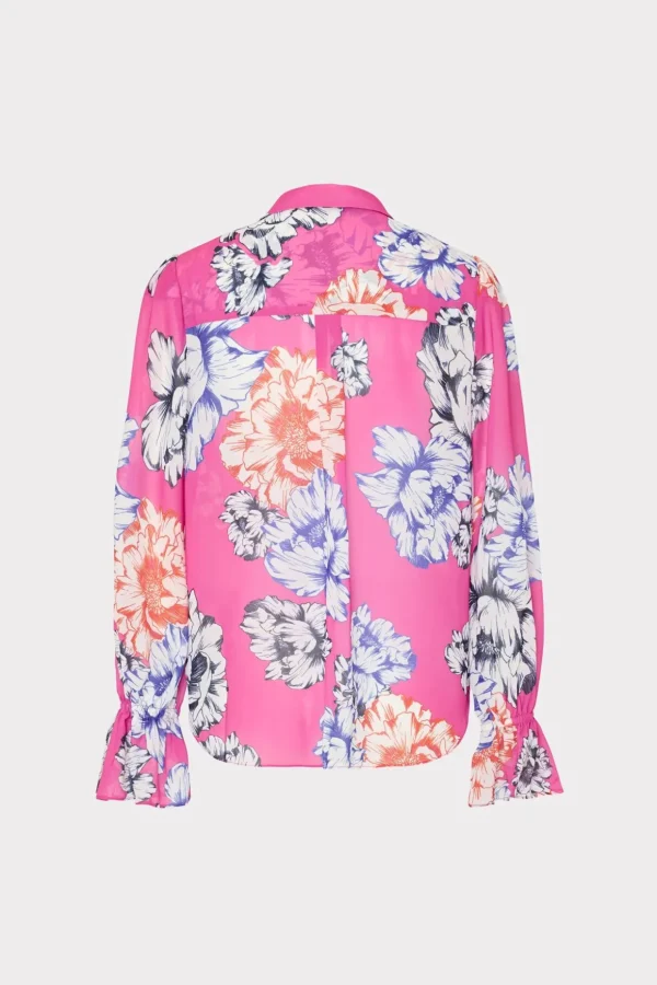 Jumpsuits & Rompers-MILLY Lacey Petals In Bloom Blouse Pink Multi