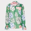 Jumpsuits & Rompers-MILLY Lacey Petals In Bloom Blouse Green Multi