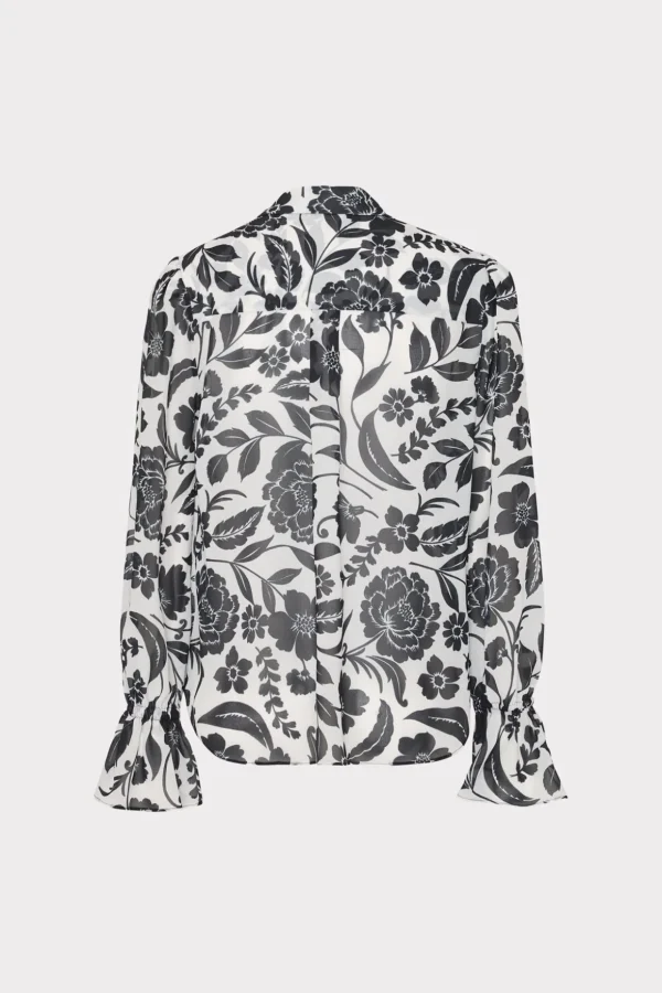 lacey_petals_in_bloom_blo_4.webp Jumpsuits & Rompers-MILLY Lacey Petals In Bloom Blouse Black Multi