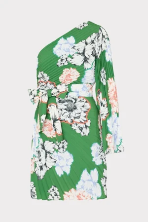 linden_petals_in_bloom_pl_0-5.webp Mini Dresses-MILLY Linden Petals In Bloom Pleated Dress Green Multi