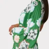 Jumpsuits & Rompers-MILLY Linden Petals In Bloom Pleated Dress Green Multi