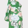 Mini Dresses-MILLY Linden Petals In Bloom Pleated Dress Green Multi
