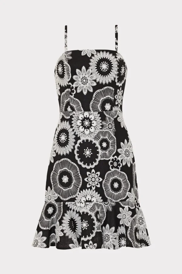 linen_embroidered_dress_0.webp Jumpsuits & Rompers-MILLY Linen Embroidered Dress Black/White