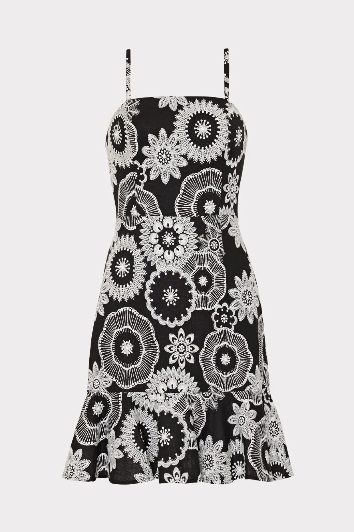 Jumpsuits & Rompers-MILLY Linen Embroidered Dress Black/White